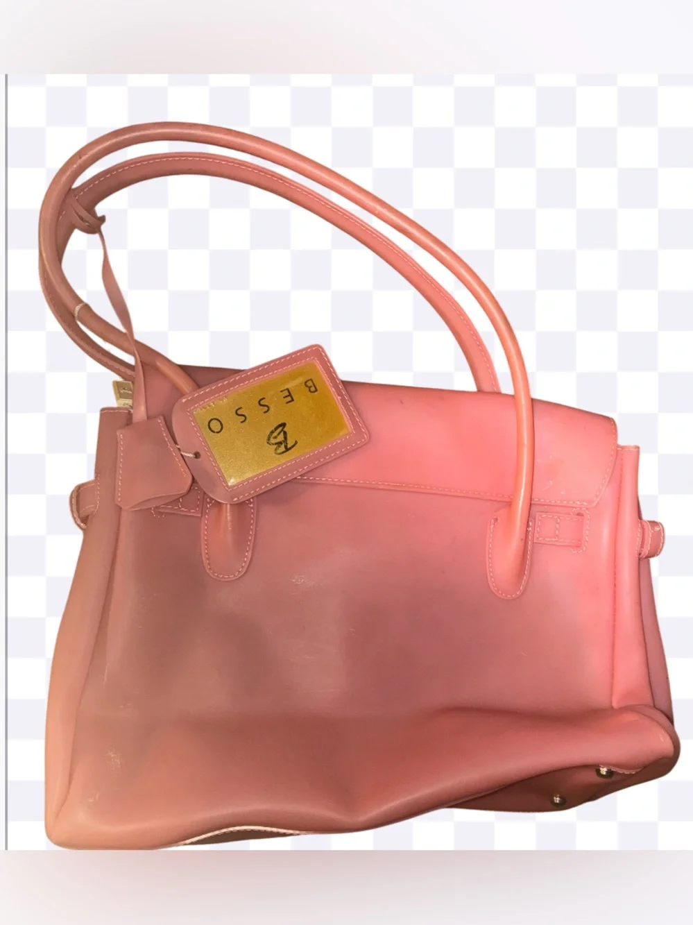 Title: NWT VINTAGE Y2K BESSO Pink Jelly Birkin Bag W/ Padlock & Key